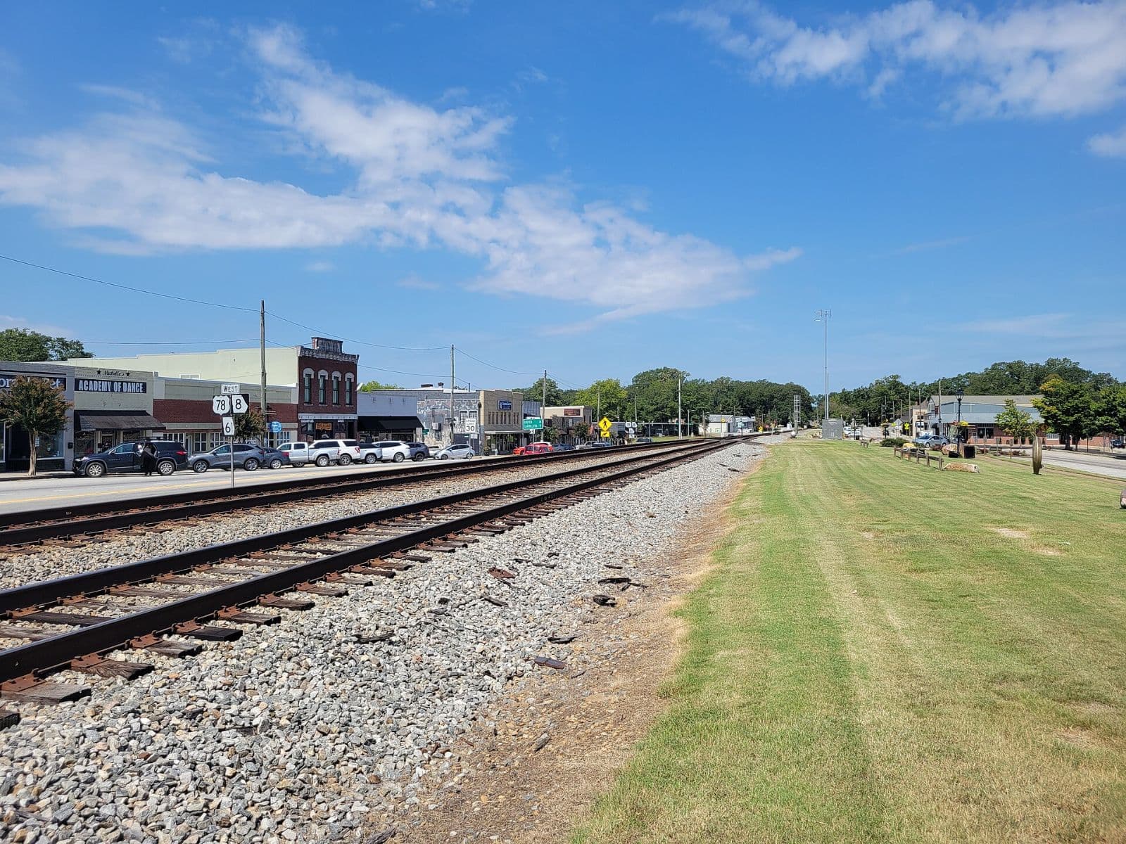 Railroad tracks beside the downtown railroad park in Villa Rica